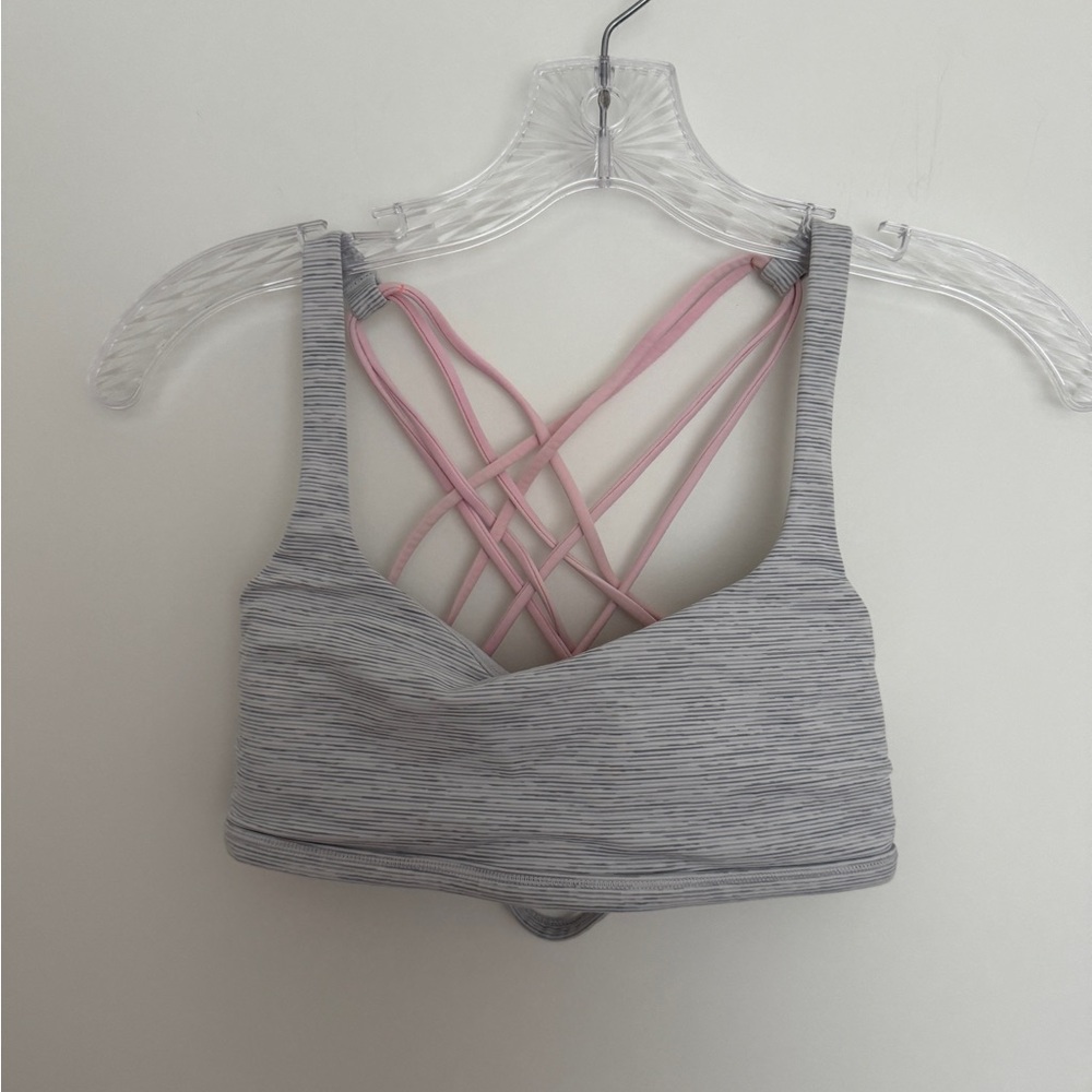 Lululemon Gray and Pink Free to Be Sports Bra